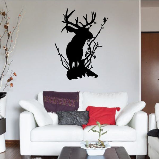 Image of Buck Deer Eating Berries Decal