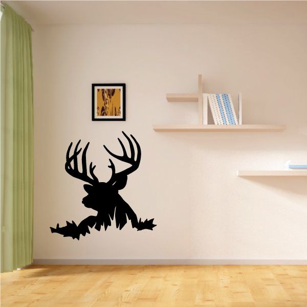 Image of Buck Deer Head Peeking Decal