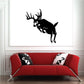 Black jumping buck deer wall decal with antlers