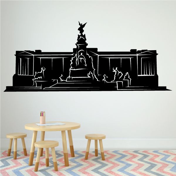Buckingham Palace wall decal with black silhouette palace building