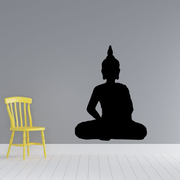 Meditating Buddha silhouette wall decal in dark black