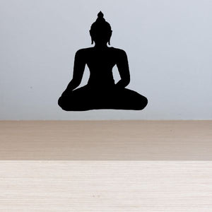 Black sitting Buddha wall decal, meditating pose silhouette
