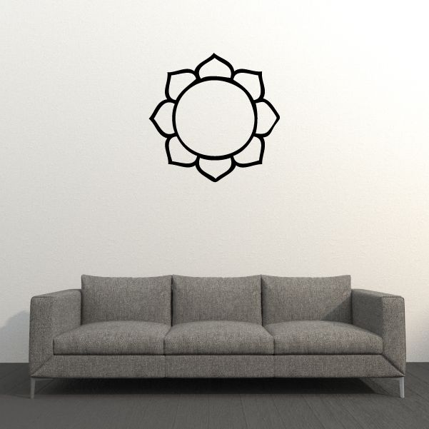 Lotus flower decal with bold black outline and blank center circle