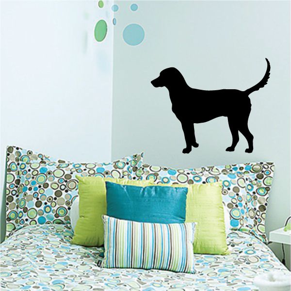 Buddy black dog wall decal with raised tail silhouette