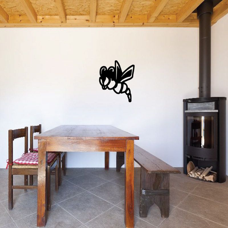Black flying bug wall decal with detailed outline