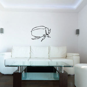 Beetle outline decal with black line-art design