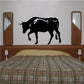 Charging bull wall decal, black silhouette