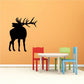 Bull elk wall decal, black silhouette of elk with antlers.
