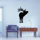 Black bull elk silhouette wall decal with raised antlers