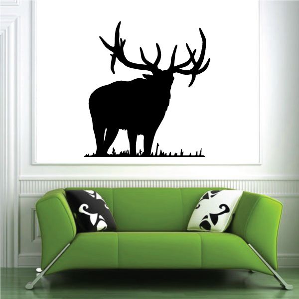 Image of Bull Elk on Grass Decal