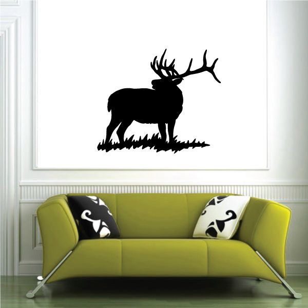 Image of Bull Elk on Meodow Looking Decal