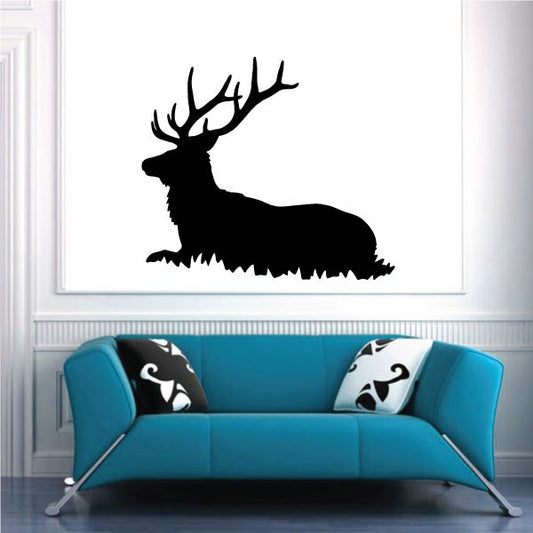 Image of Bull Elk Relaxing Meadow Decal