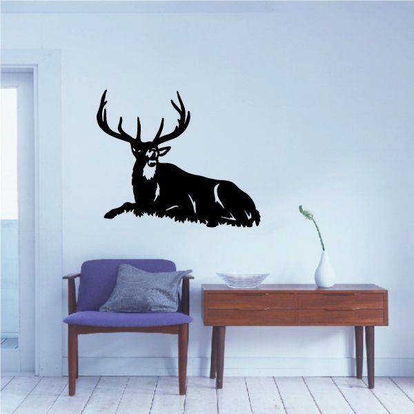 Image of Bull Elk Resting Meadow Decal