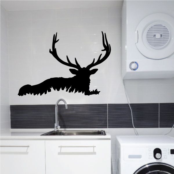 Image of Bull Elk Resting on Grass Decal