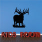 Bull elk standing stare decal, black silhouette with antlers and grass base
