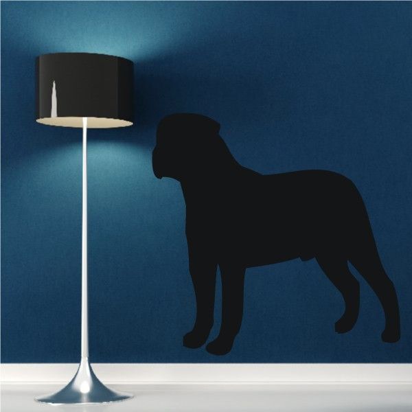 Bull mastiff decal: black silhouette of a standing dog with head raised