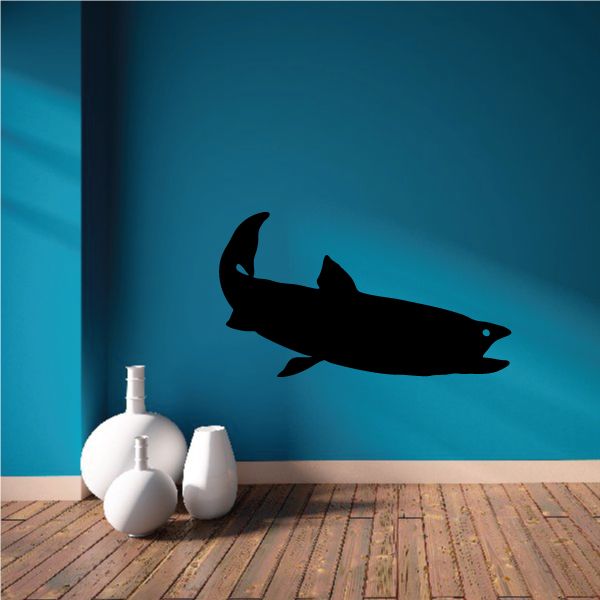 Bull trout fish wall decal, black vinyl silhouette of a trout