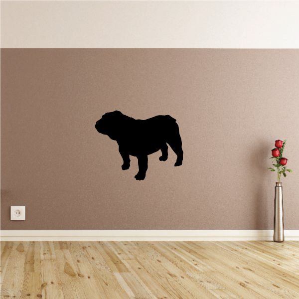 Black bulldog silhouette decal with standing pose