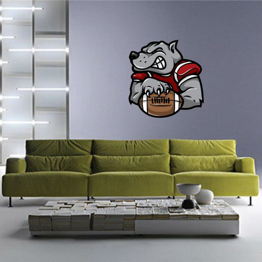 Image of Bulldog Football mascot Wall Decal - Vinyl Car Sticker - Uscolor003