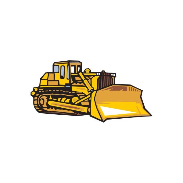 Bulldozer sticker with yellow construction vehicle and front scoop