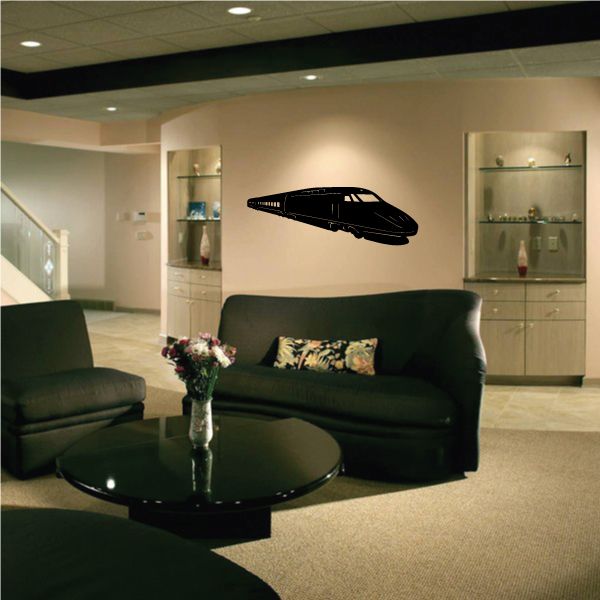 Bullet train decal sticker, black train silhouette