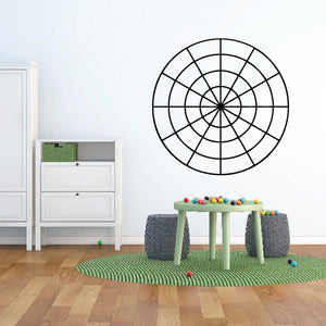 Bulls-eye target decal with concentric ring and grid lines in black