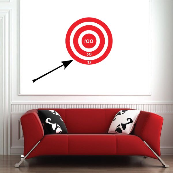 Bullseye arrow printed die-cut decal, red target with black arrow