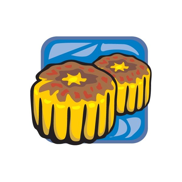 Bundt cakes sticker with two yellow icing cakes and star sprinkles