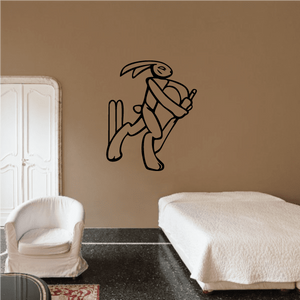 Cricket bunny player wall decal, running pose with bat and ball