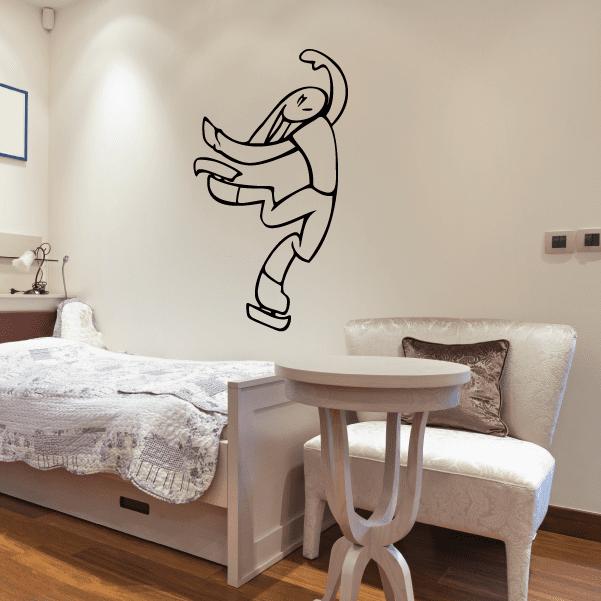 Image of Bunny Figure Skating Wall Decal - Vinyl Decal - Car Decal - CDS0001