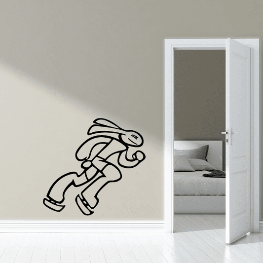 Image of Bunny Figure Skating Wall Decal - Vinyl Decal - Car Decal - CDS0003