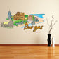 Decorative wall sticker with Burgas text and city landmarks