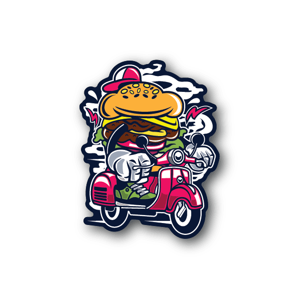 Image of Burger Scooter Sticker