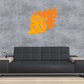 Orange flaming snake sticker graphic with curling head and flame tail