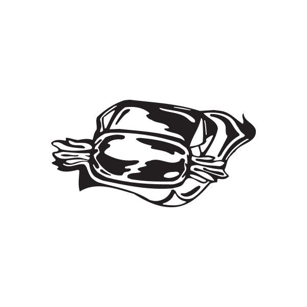 Burrito decal in black and white line art, wrapped burrito with swirled filling