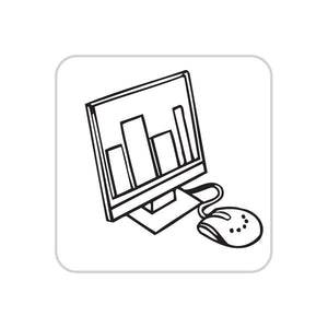 Computer monitor vinyl wall decal with mouse and document icons
