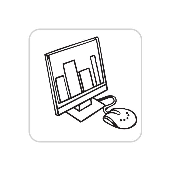 Computer monitor vinyl wall decal with mouse and document icons