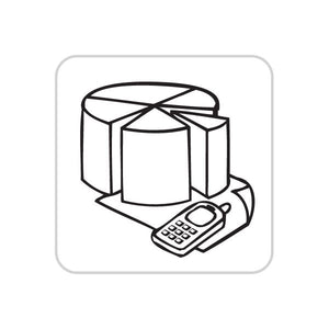 Business icon wall decal: stacked boxes with calculator and phone handset outline