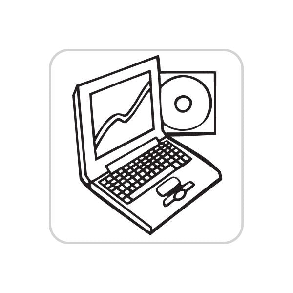 Business-themed laptop and monitor vinyl wall decal, black line icon