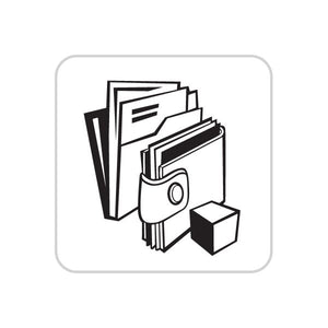Business icon vinyl wall decal with stacked documents and office emblem