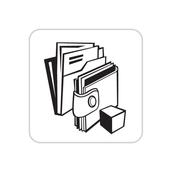 Business icon vinyl wall decal with stacked documents and office emblem