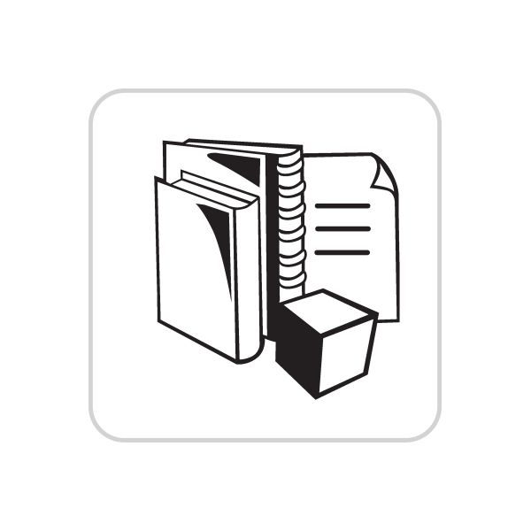 Business file folder icon wall decal, vinyl sticker with stacked documents and lines