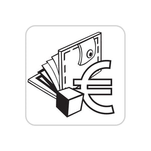 Vinyl business icon wall decal with black cash fan and briefcase illustration