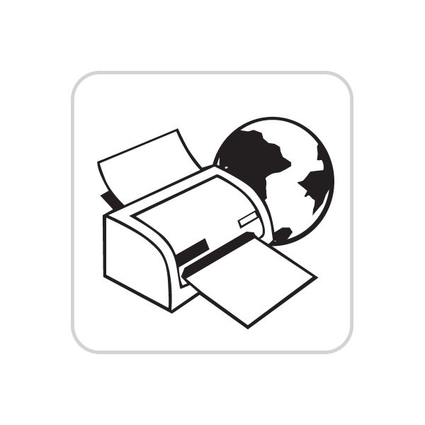 Business icon vinyl wall decal: globe and shipping boxes logo in black and white