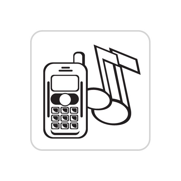 Vinyl wall decal with black phone and megaphone icons.