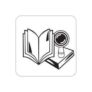 Open book and magnifying glass business wall decal vinyl