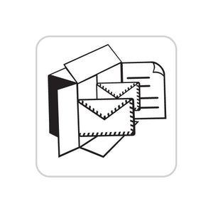 Mail and office icon vinyl wall decal with overlapping envelopes and boxes