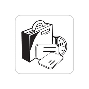 Vinyl wall decal icon of black briefcase with document stack and circular arrows