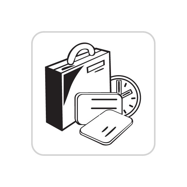 Vinyl wall decal icon of black briefcase with document stack and circular arrows