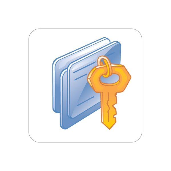 Key and keycard vinyl wall decal sticker, blue card with yellow key